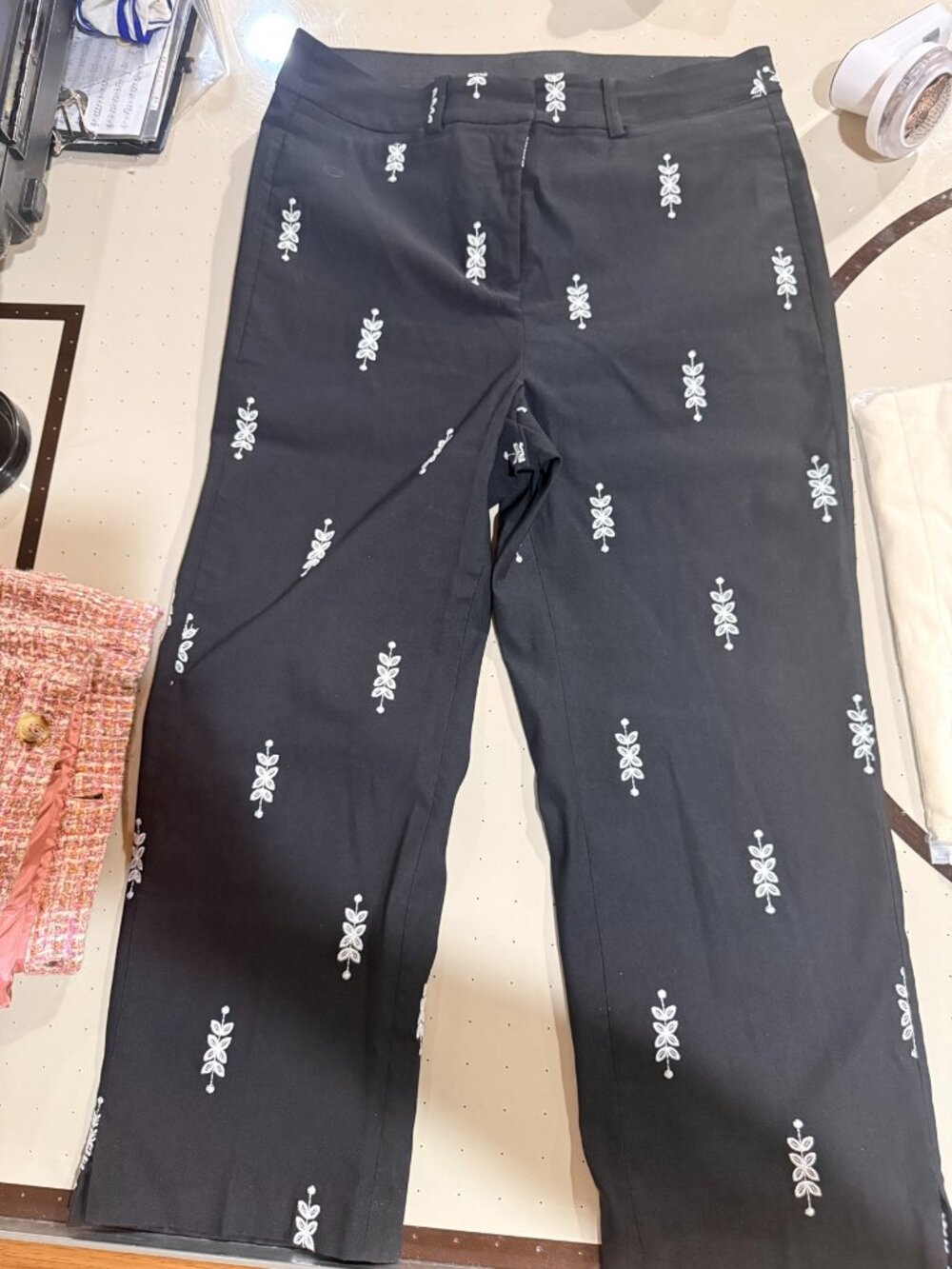 Lane Bryant Black Embroidered Dress Pants Size 12 NWT
